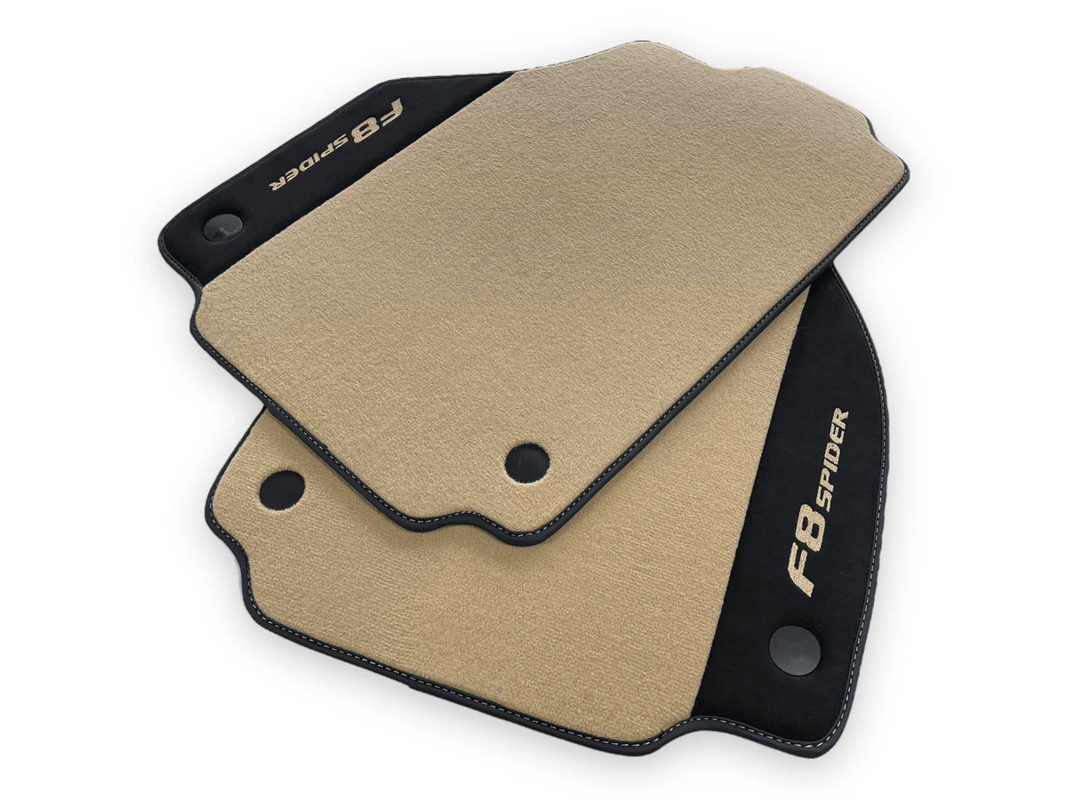 Beige Floor Mats For Ferrari F8 Spider 2019-2022 With Alcantara Leather - AutoWin