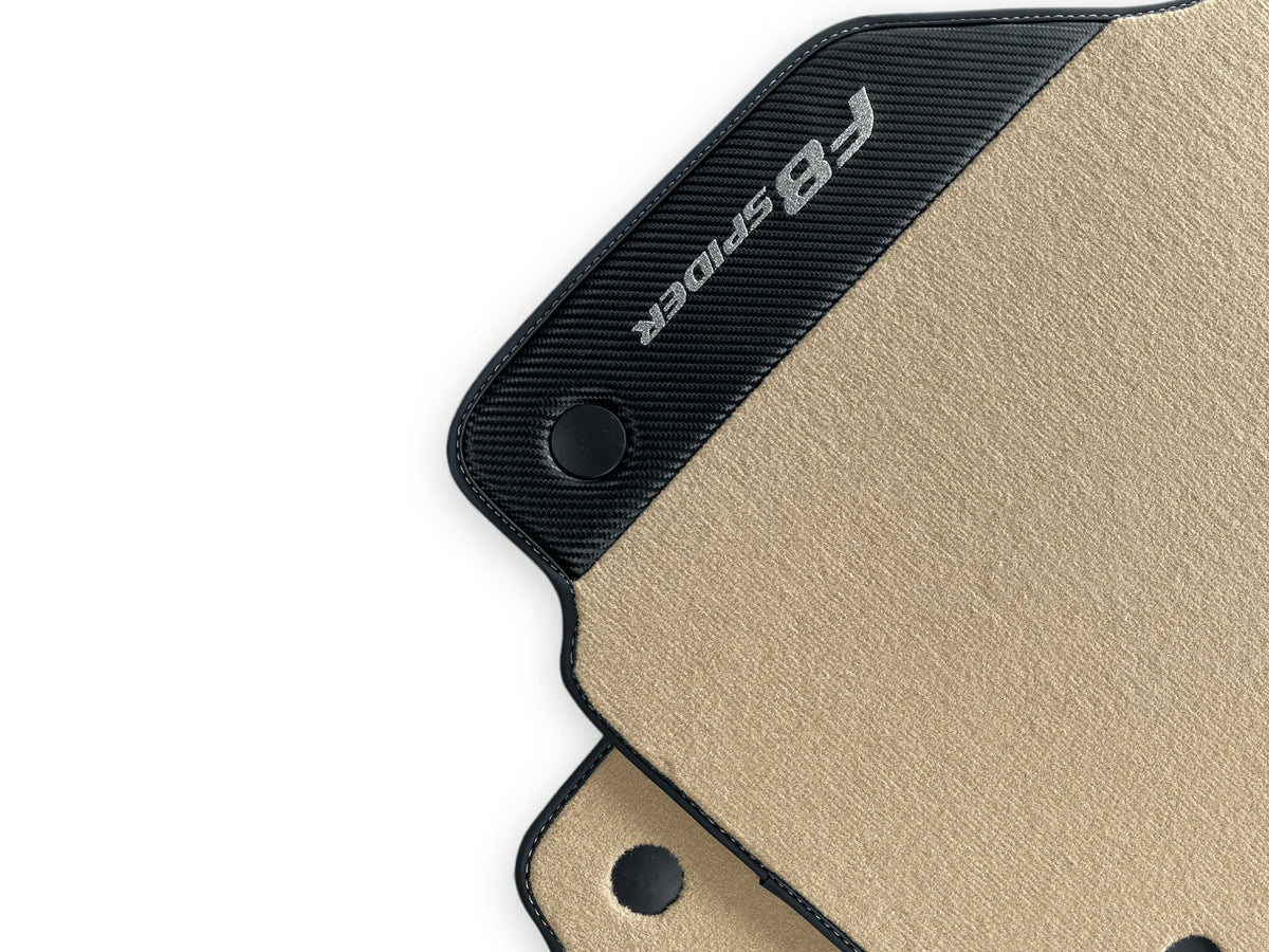 Beige Floor Mats For Ferrari F8 Spider 2019-2022 With Carbon Fiber Leather - AutoWin