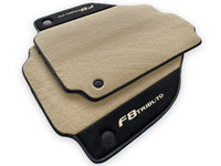 Beige Floor Mats For Ferrari F8 Tributo 2019-2022 With Alcantara Leather - AutoWin