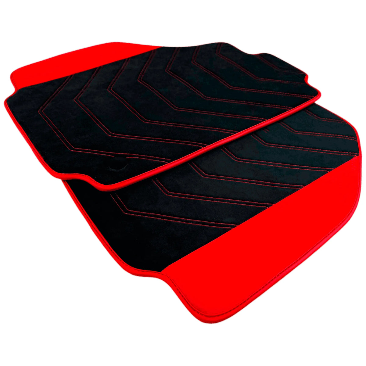 Black Alcantara Floor Mats for Ferrari 458 Speciale (2012-2015) with Red Alcantara Accents