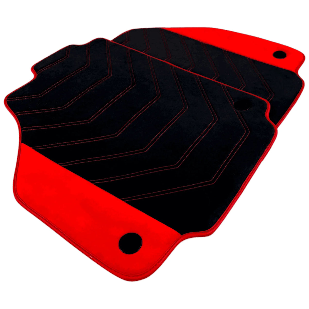 Black Alcantara Floor Mats for Ferrari 458 Spider (2012-2015) with Red Alcantara Accents