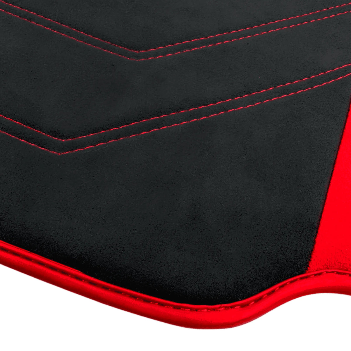 Black Alcantara Floor Mats for Ferrari 488 GTB (2016-2022) with Red Alcantara Accents