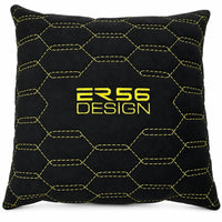 Black Alcantara Leather Pillows ER56 Design Set of 2 Yellow Sewing - AutoWin