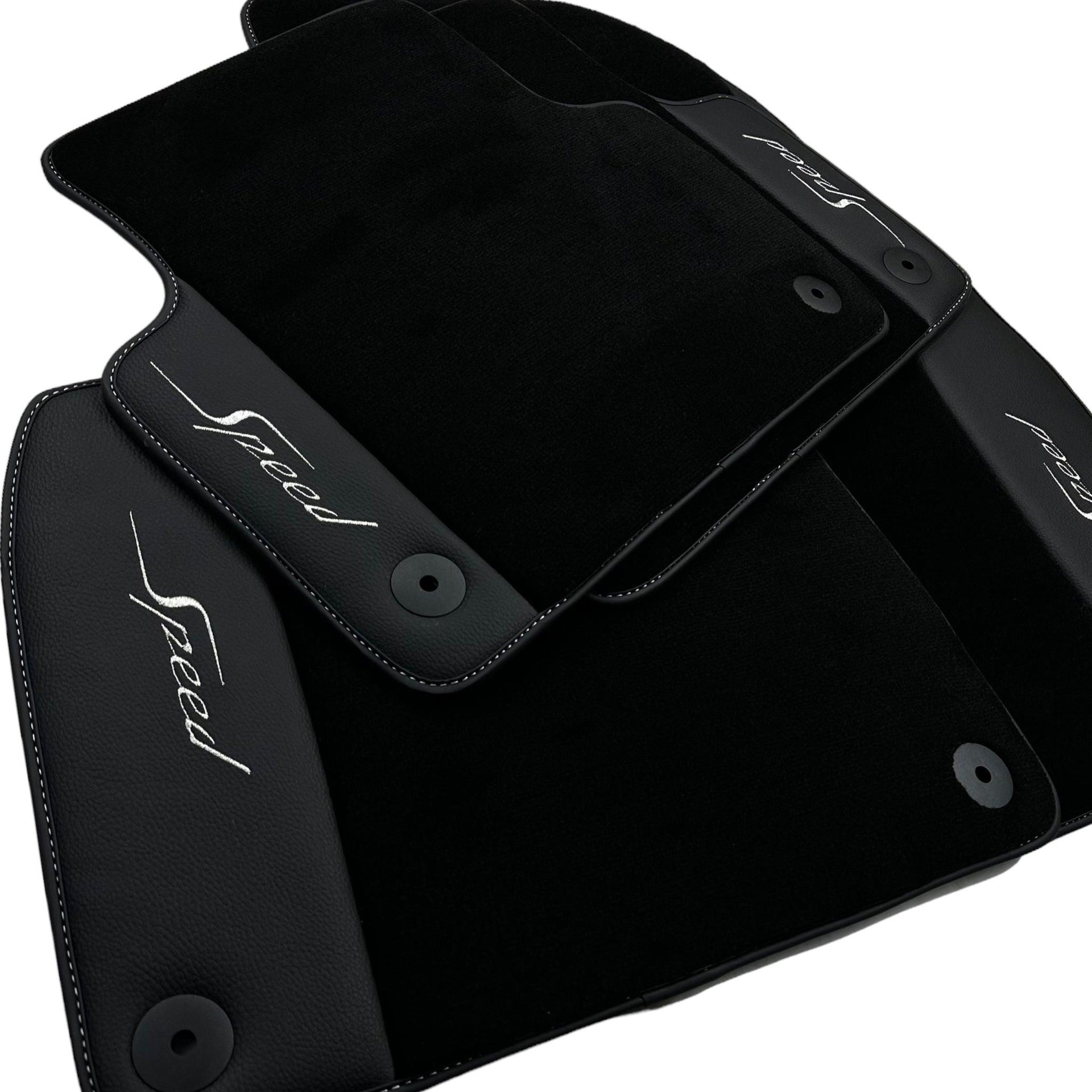 Black Floor Mats For Bentley Bentayga (2015-2023) with Leather - AutoWin