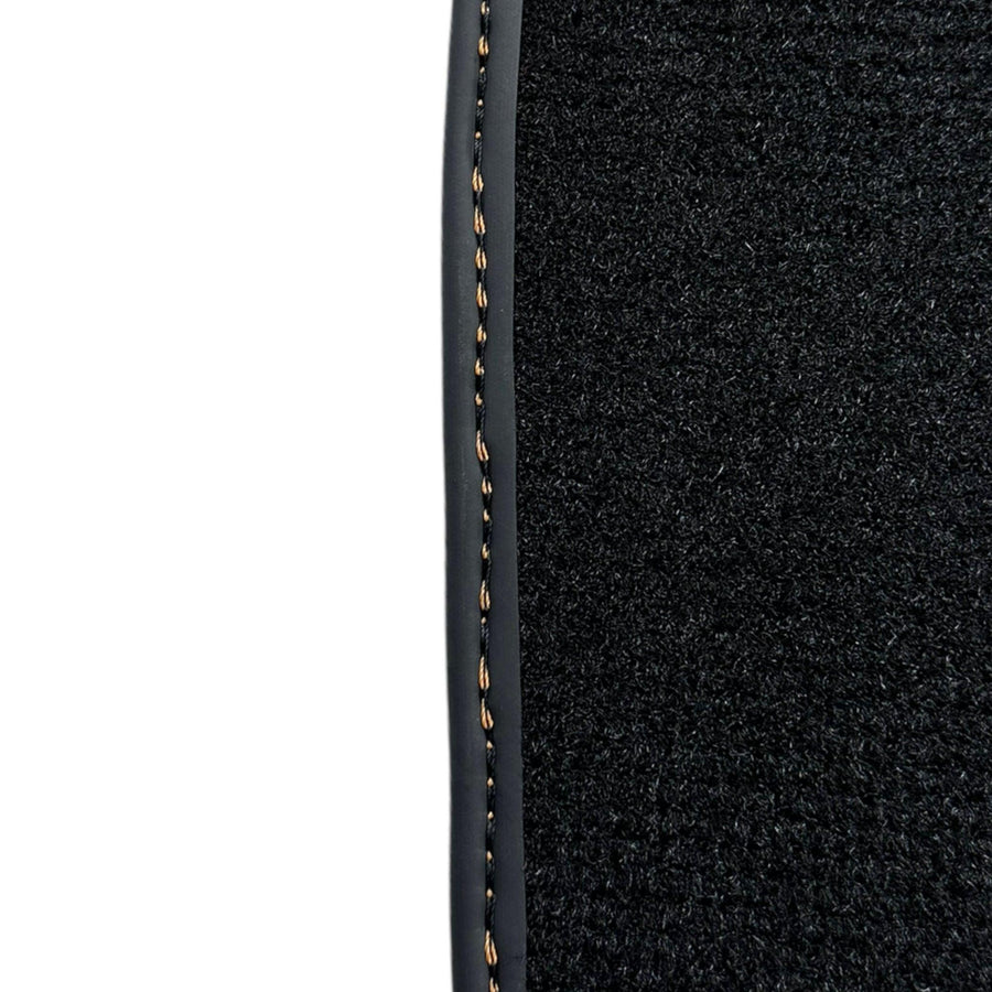 Black Floor Mats For Bentley Continental GT (2018–2023) with Orange Alcantara Leather - AutoWin