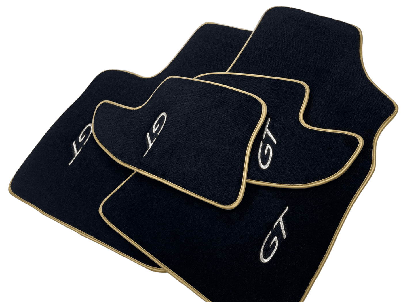 Black Floor Mats For Bentley Continental GTC (2006–2011) With Gold Color Trim - AutoWin