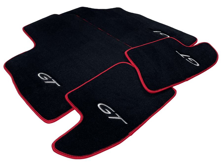 Black Floor Mats For Bentley Continental GTC (2006–2011) With Red Trim - AutoWin