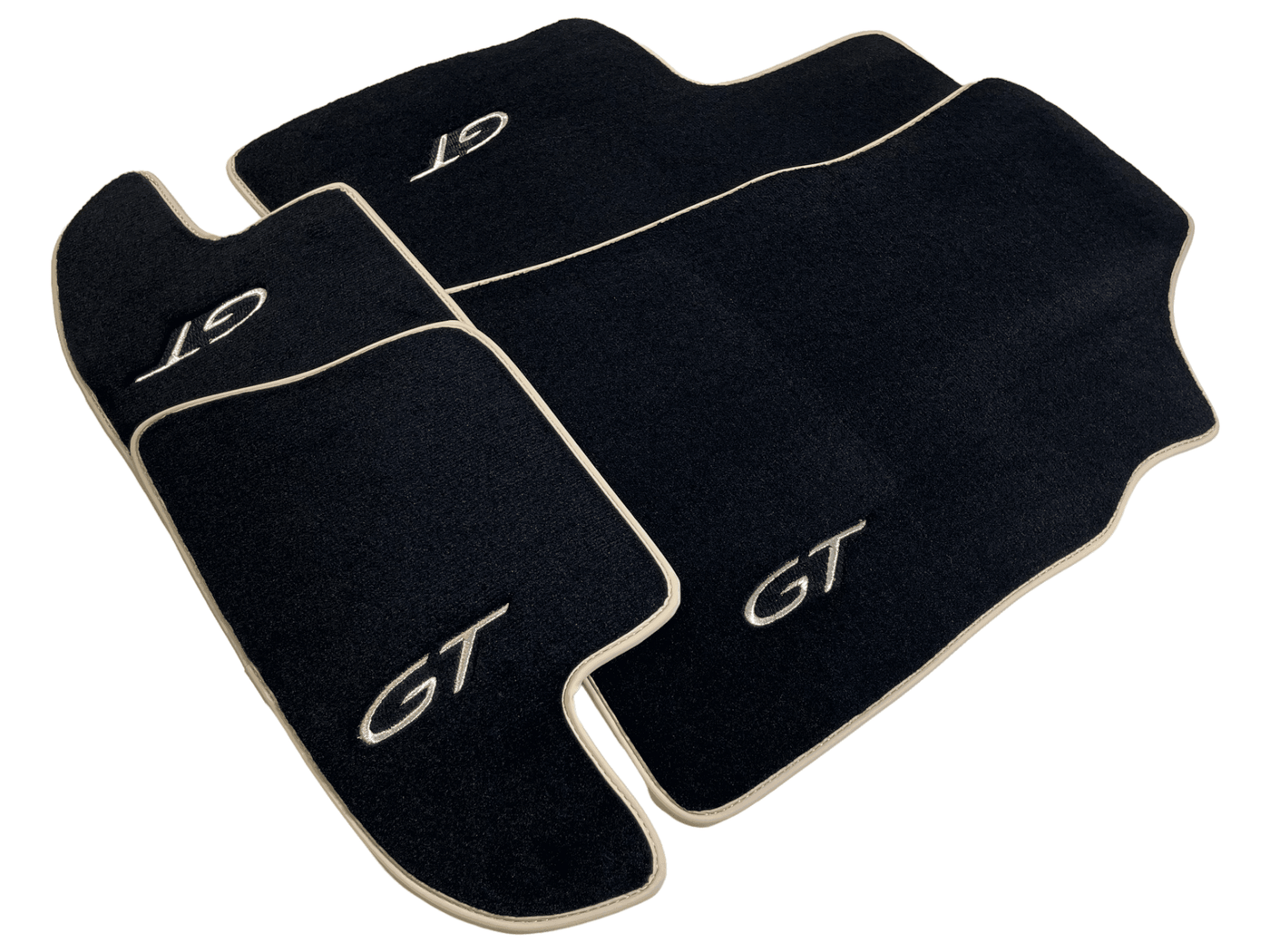 Black Floor Mats For Bentley Continental GTC (2011-2018) With Beige Trim - AutoWin