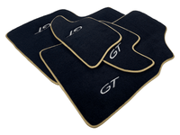 Black Floor Mats For Bentley Continental GTC (2011-2018) With Gold Color Trim - AutoWin
