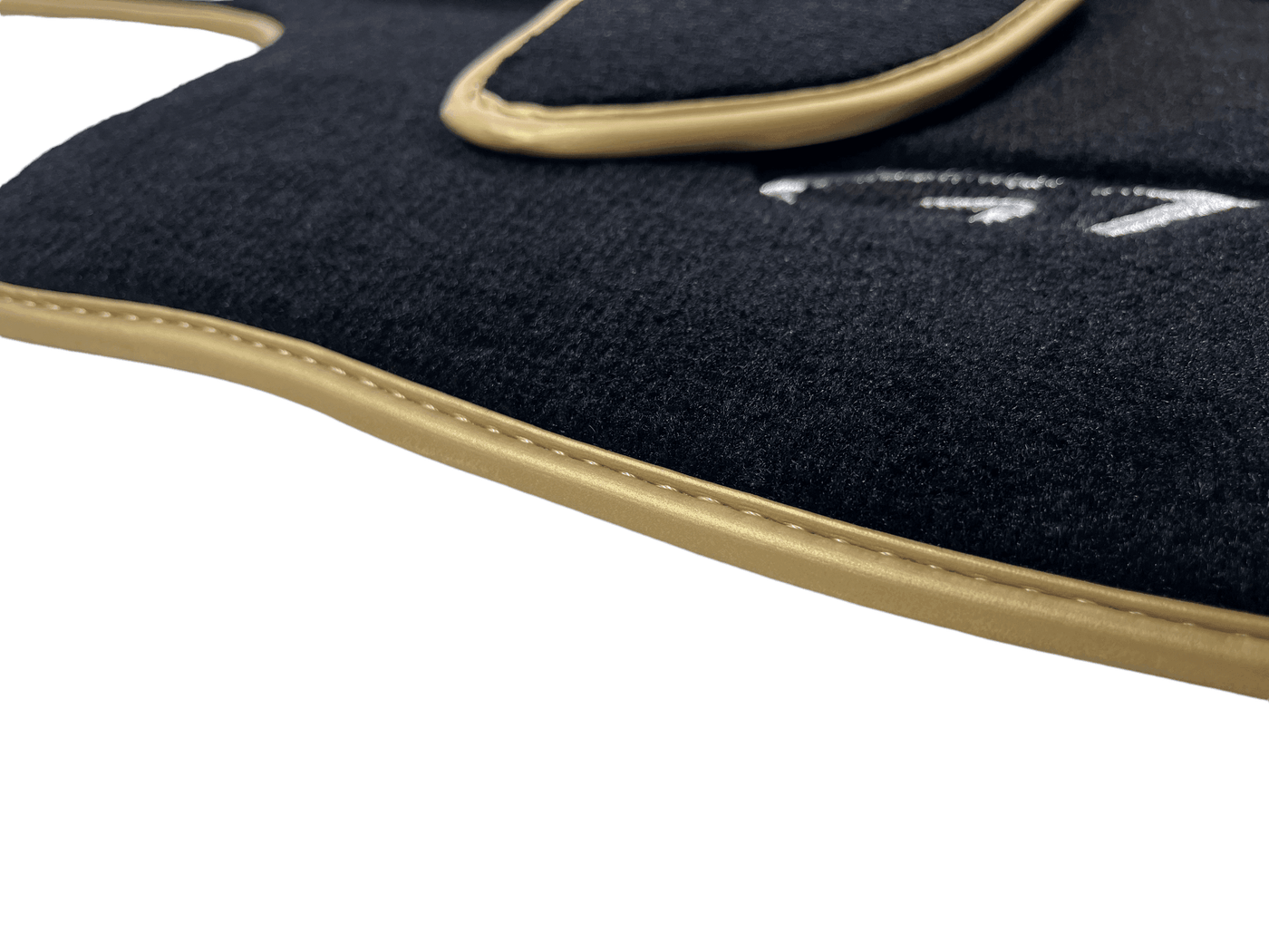 Black Floor Mats For Bentley Continental GTC (2011-2018) With Gold Color Trim - AutoWin