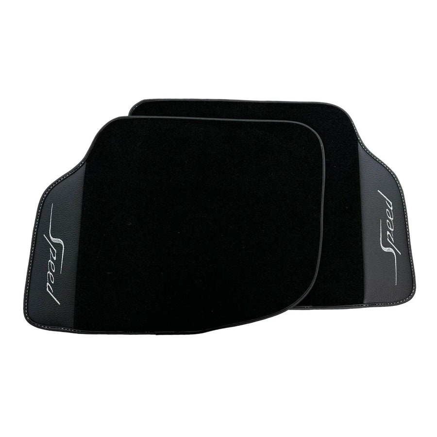 Black Floor Mats For Bentley Continental GTC (2018-2023) Speed with Leather - AutoWin