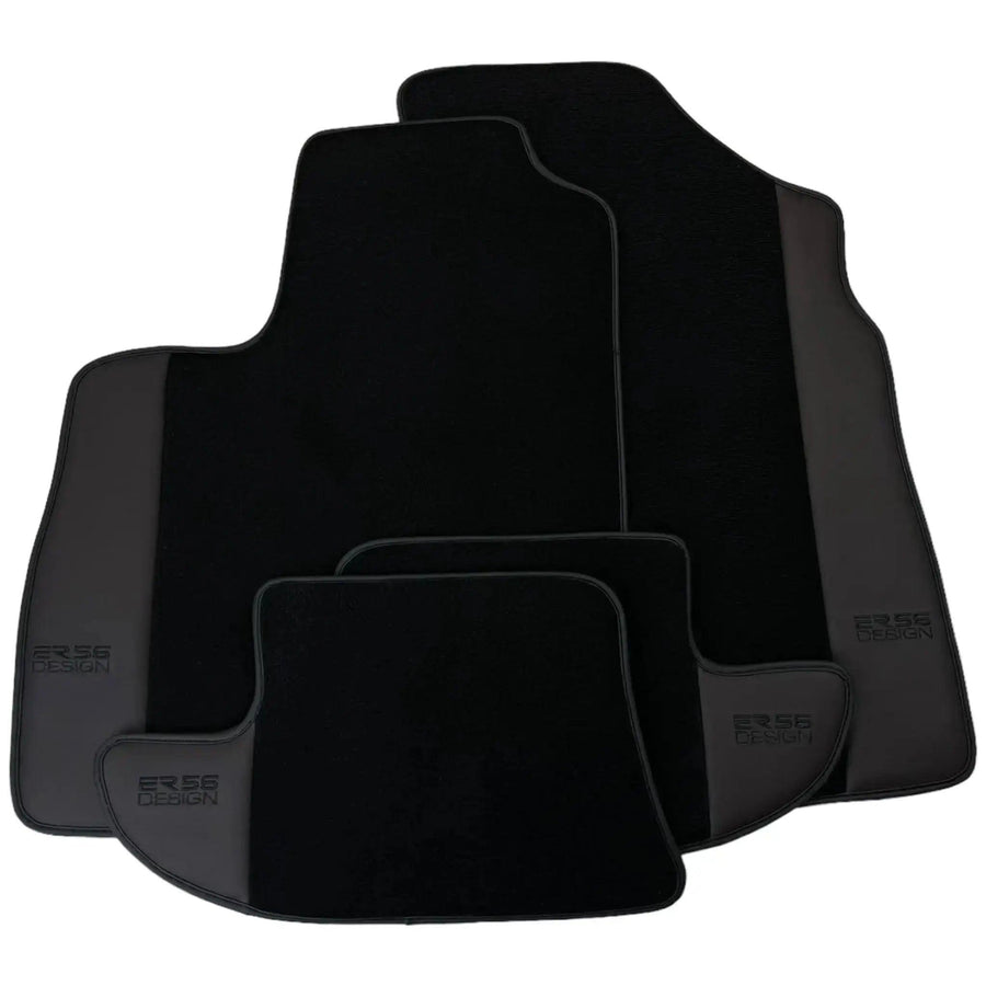 Black Floor Mats for Bentley Continental GTC (2018–2023) with Dark Brown Leather | ER56 Design - AutoWin