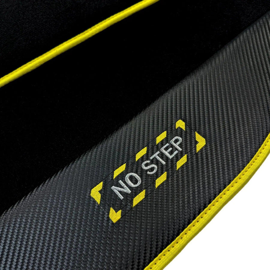 Black Floor Mats For BMW 4 Series F33 | Fighter Jet Edition | Yellow Trim - AutoWin