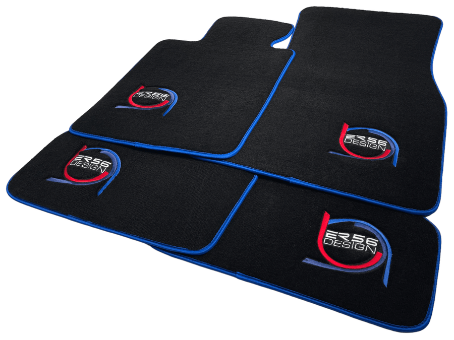 Black Floor Mats For BMW 1 Series F70 ER56 Design Limited Edition Blue Trim - AutoWin