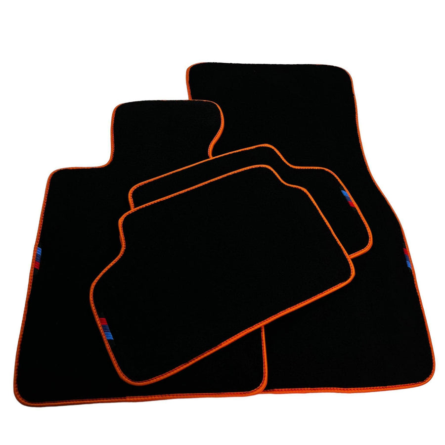 Black Floor Mats For BMW Gran Tourer F46 (2015-2022) 7 Seats | Orange Trim - AutoWin