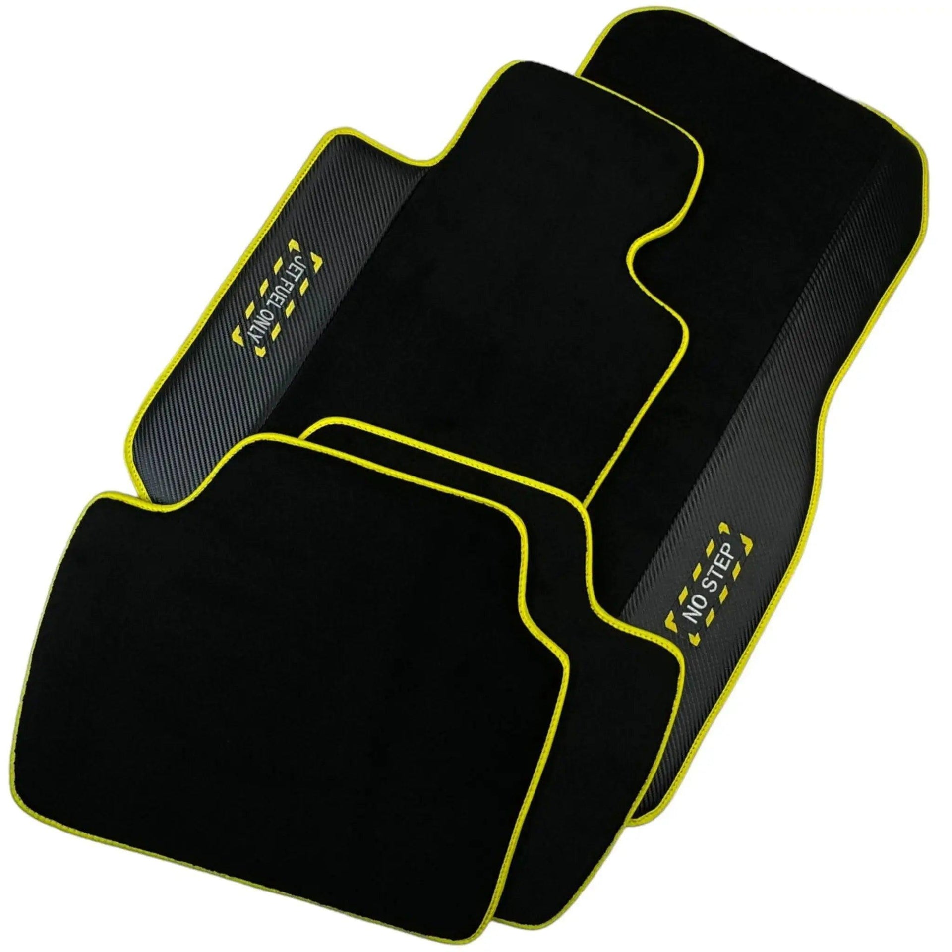 Black Floor Mats For BMW 6 Series F12 | Fighter Jet Edition | Yellow Trim AutoWin Brand - AutoWin