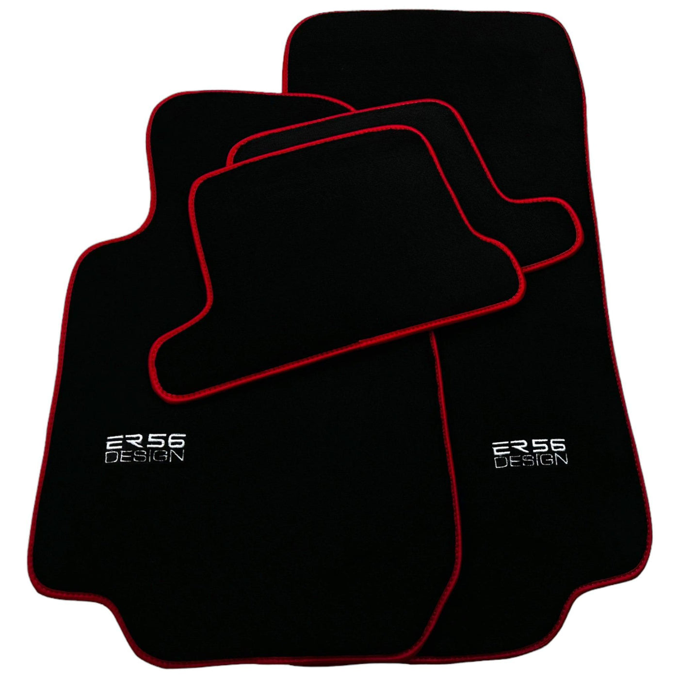 Black Floor Mats For BMW 8 Series E31 2-door Coupe (1989-1999) ER56 Design with Red Trim - AutoWin