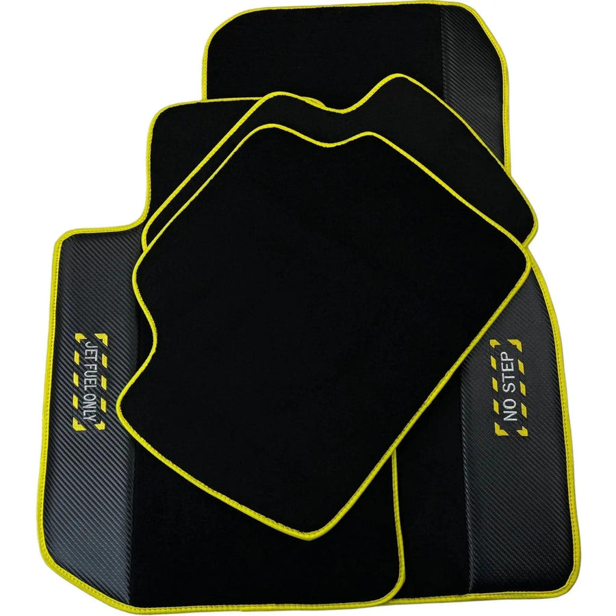 Black Floor Mats For BMW X4 Series G02 | Fighter Jet Edition | Yellow Trim - AutoWin