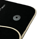 Black Floor Mats For Chevrolet Corvette C7 Convertible (2014-2019) with Beige Trim - AutoWin