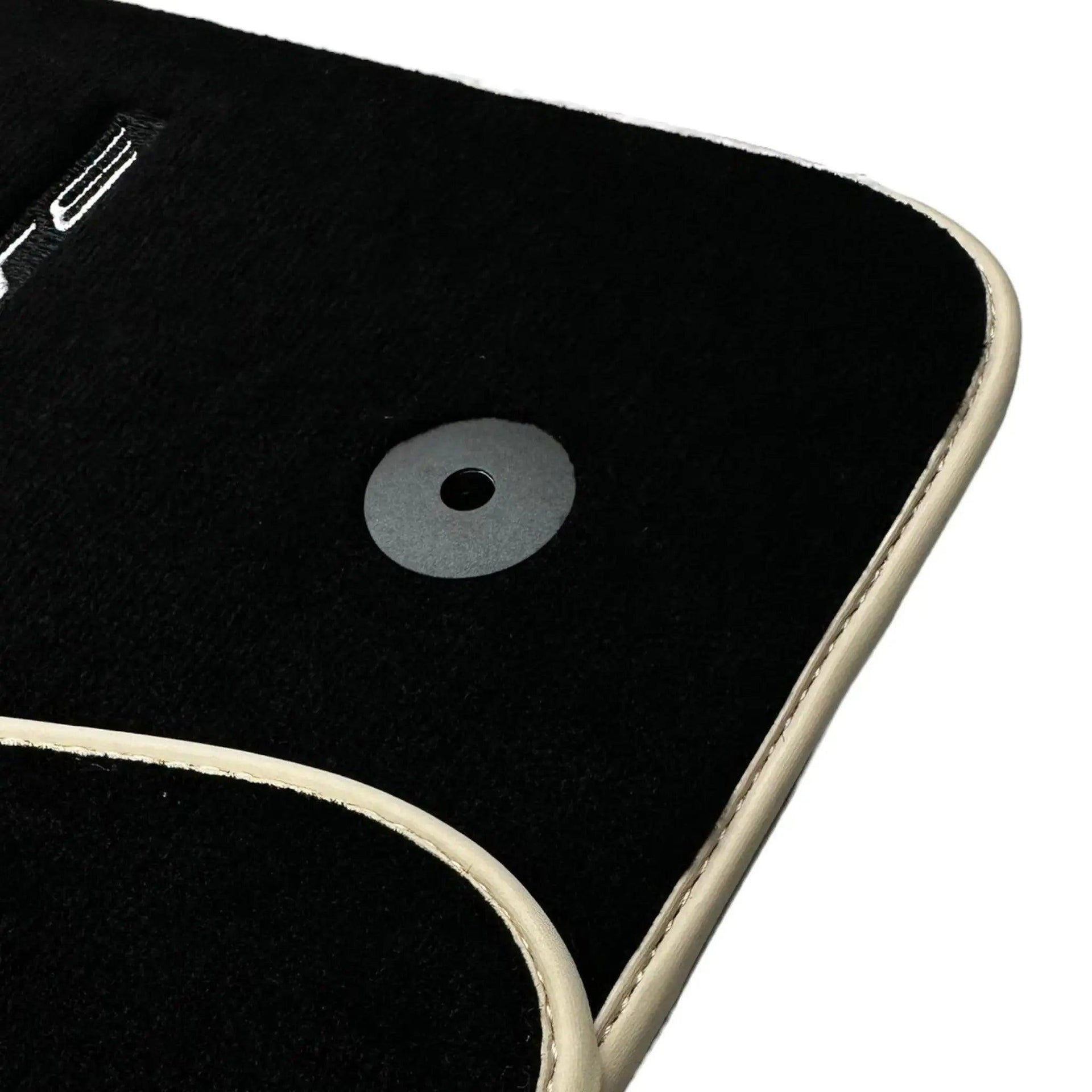 Black Floor Mats For Chevrolet Corvette C7 Targa Top (2014-2019) with Beige Trim - AutoWin