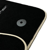 Black Floor Mats For Chevrolet Corvette C7 Targa Top (2014-2019) with Beige Trim - AutoWin