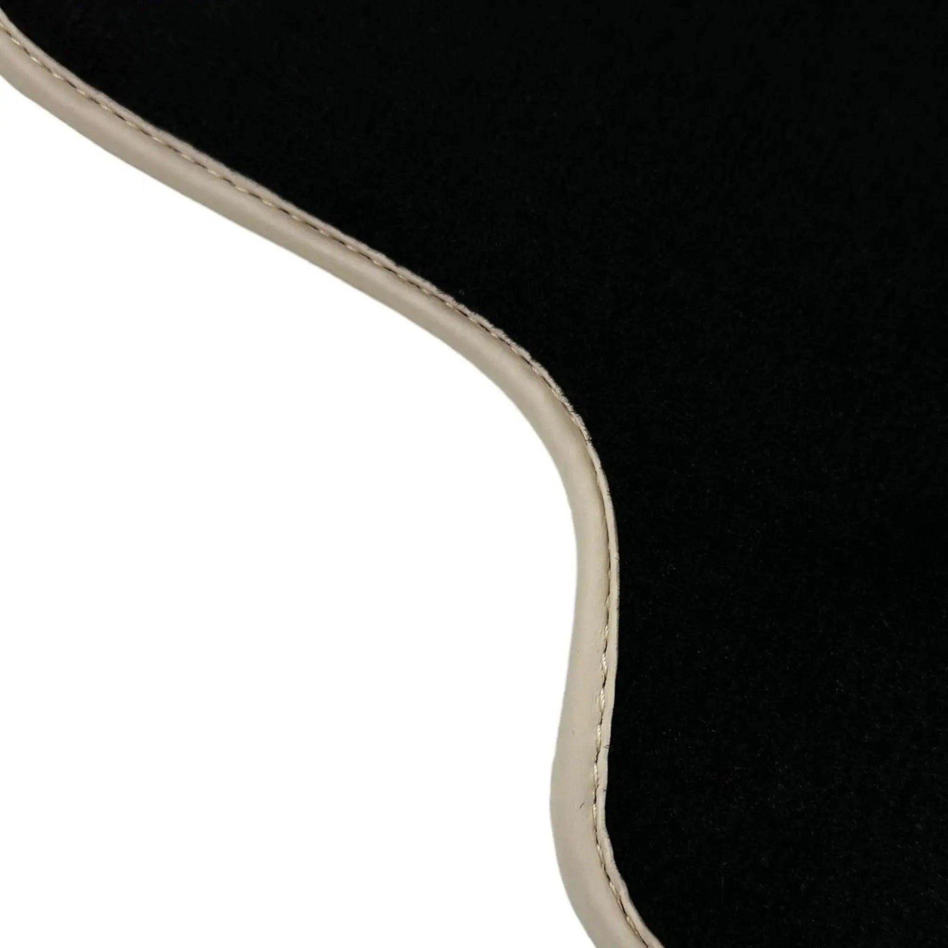 Black Floor Mats For Chevrolet Corvette C7 Targa Top (2014-2019) with Beige Trim - AutoWin