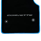 Black Floor Mats For Chevrolet Corvette C8 (2020-2024) with Blue Trim - AutoWin