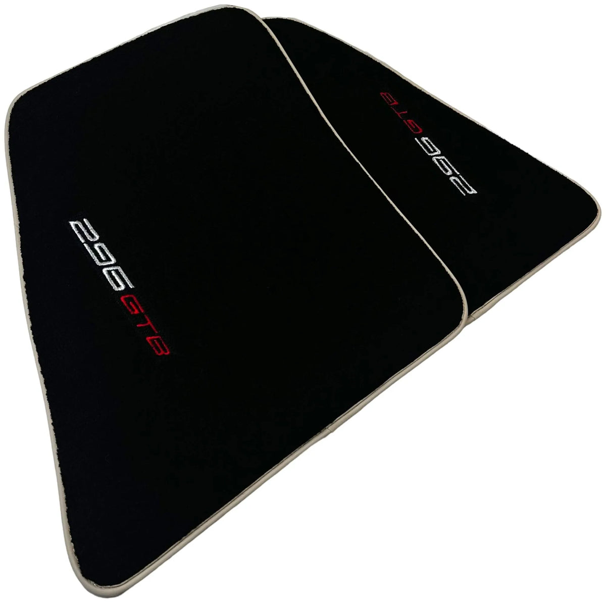Black Floor Mats for Ferrari 296 GTB (2022-2027) with Beige Trim - AutoWin