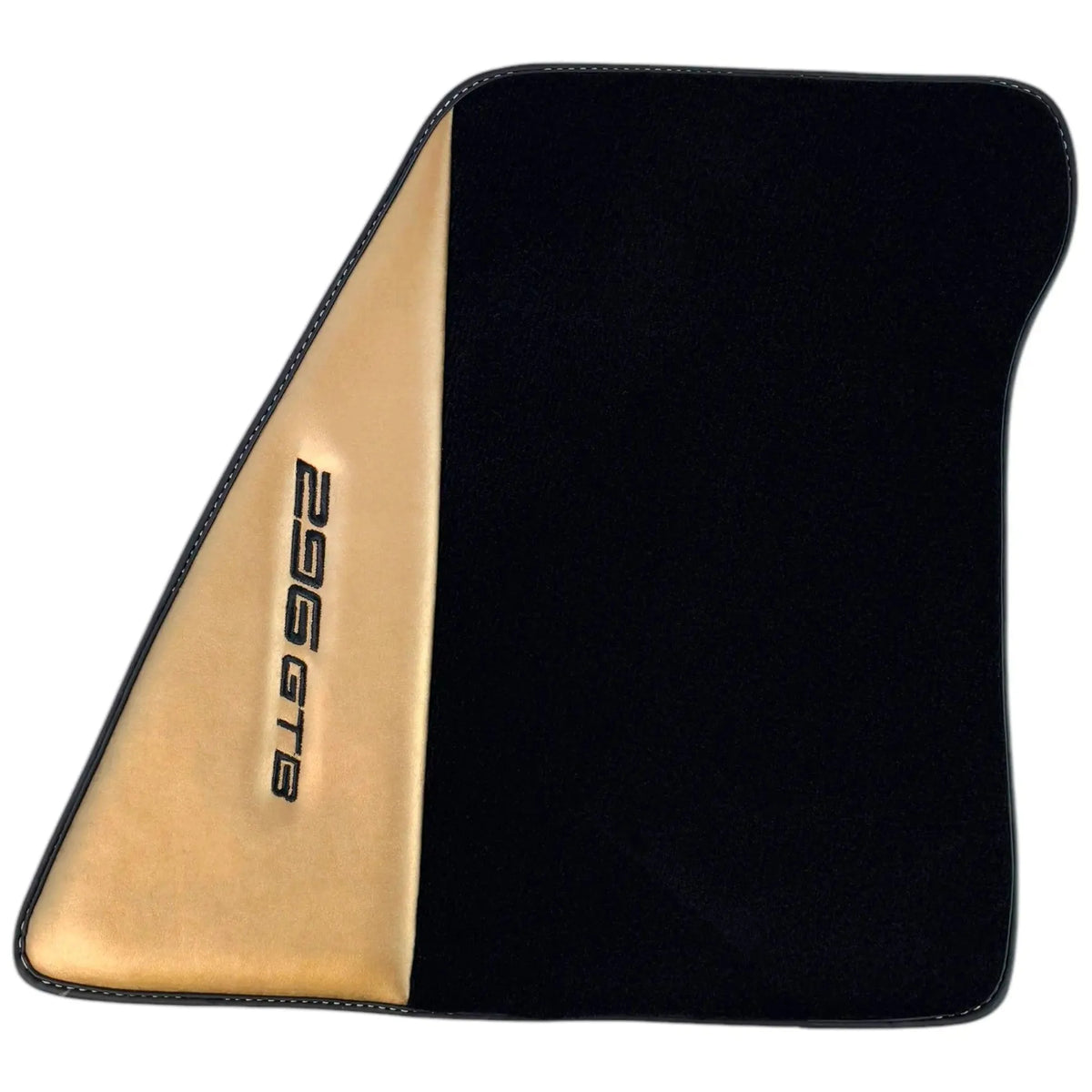 Black Floor Mats for Ferrari 296 GTB (2022-2027) with Gold Leather