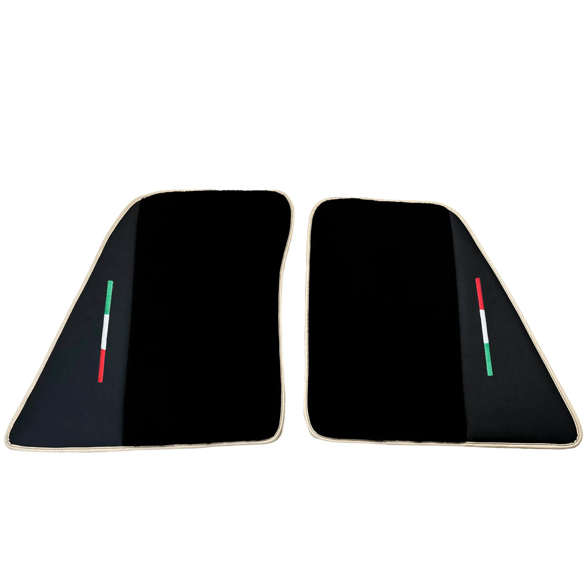 Black Floor Mats for Ferrari 296 GTB (2022-2027) with Leather | Beige Trim - AutoWin