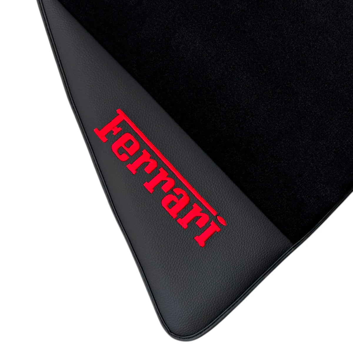 Black Floor Mats for Ferrari 296 GTB (2022-2027) with Leather | Red Logo