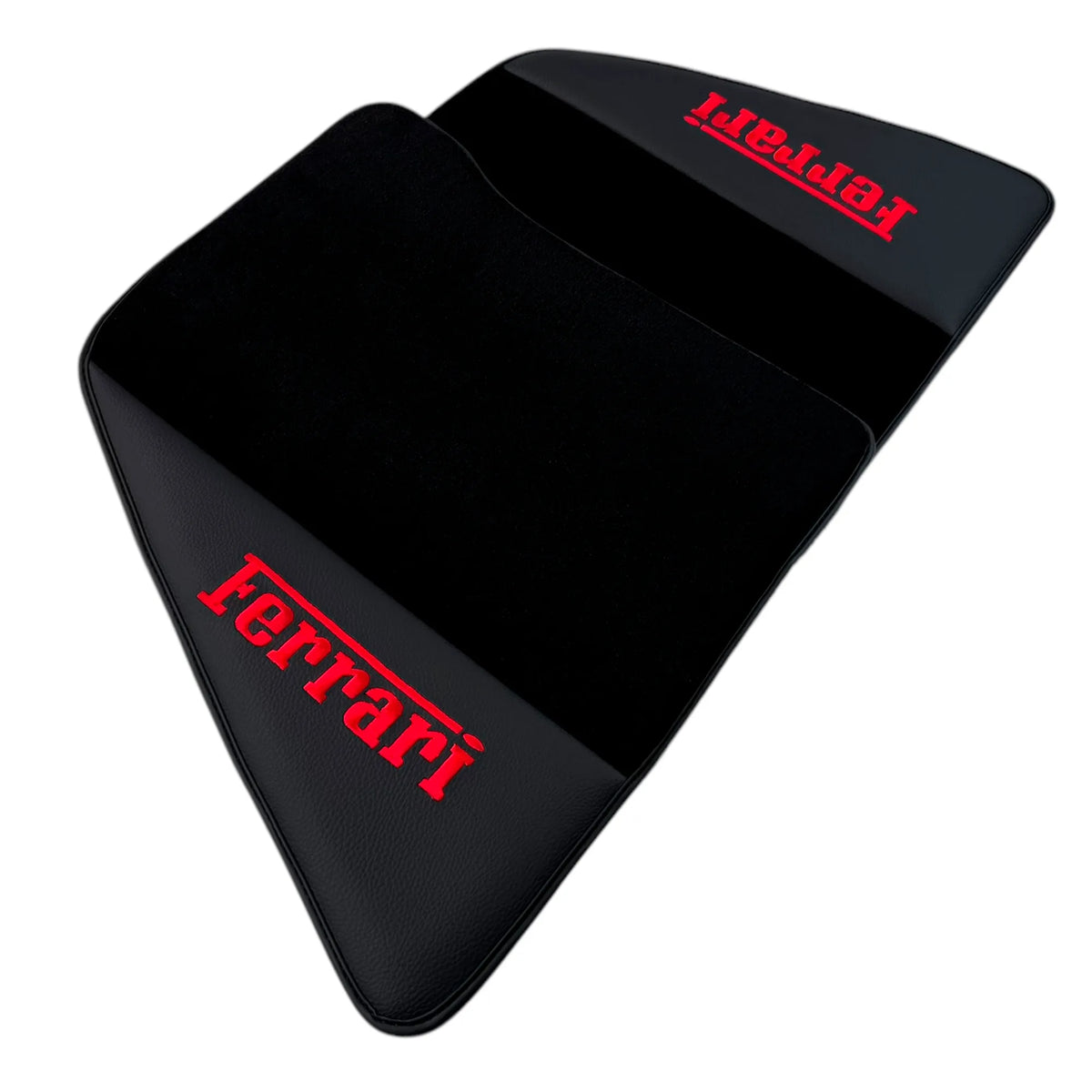 Black Floor Mats for Ferrari 296 GTB (2022-2027) with Leather | Red Logo