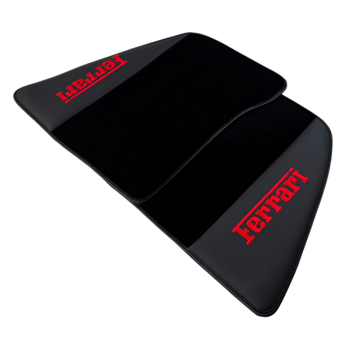 Black Floor Mats for Ferrari 296 GTB (2022-2027) with Leather | Red Logo