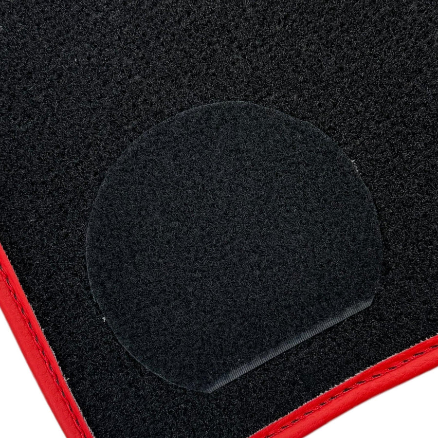 Black Floor Mats for Ferrari 296 GTS (2022-2024) with Leather and Red Trim - AutoWin