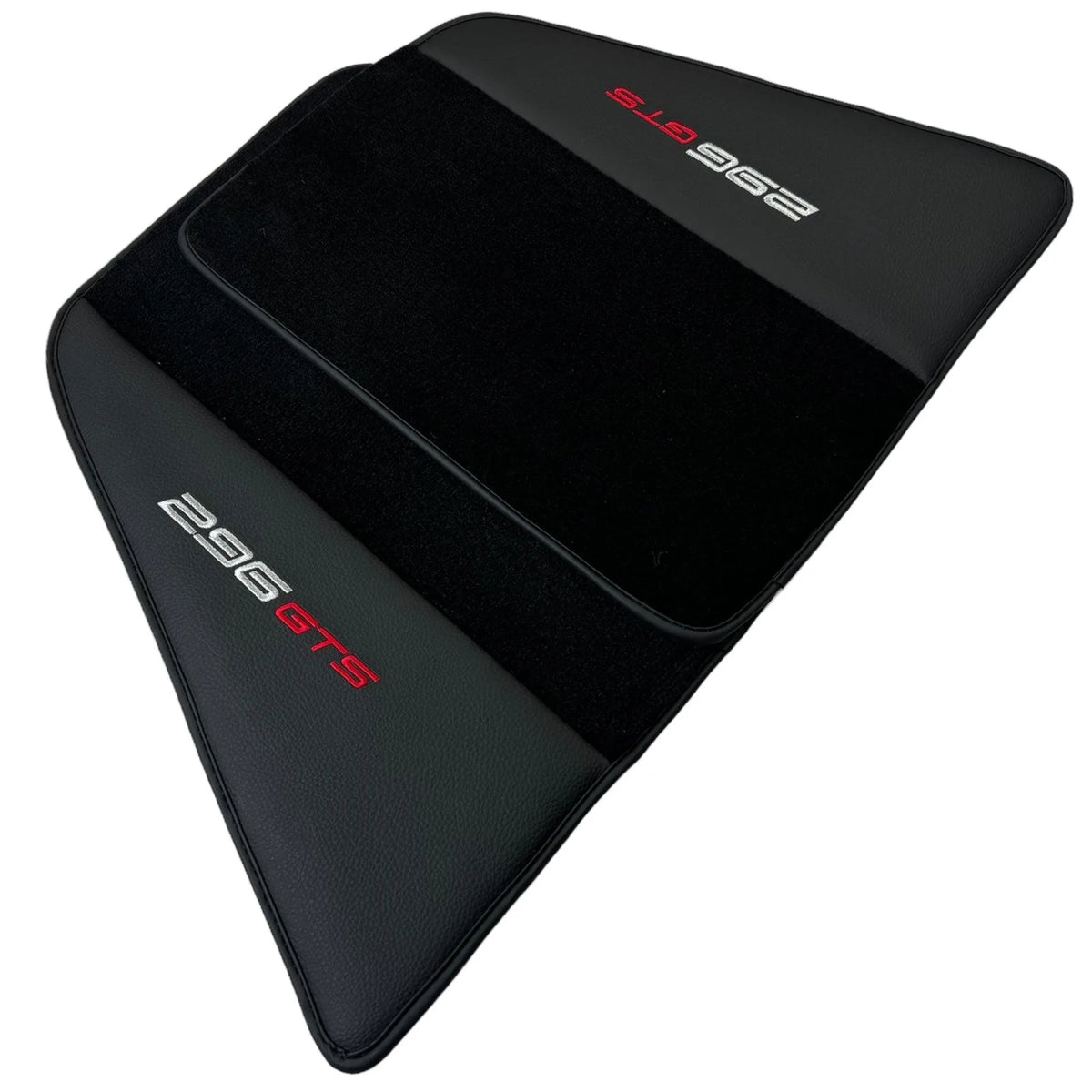 Black Floor Mats for Ferrari 296 GTS (2022-2027) with Leather - AutoWin