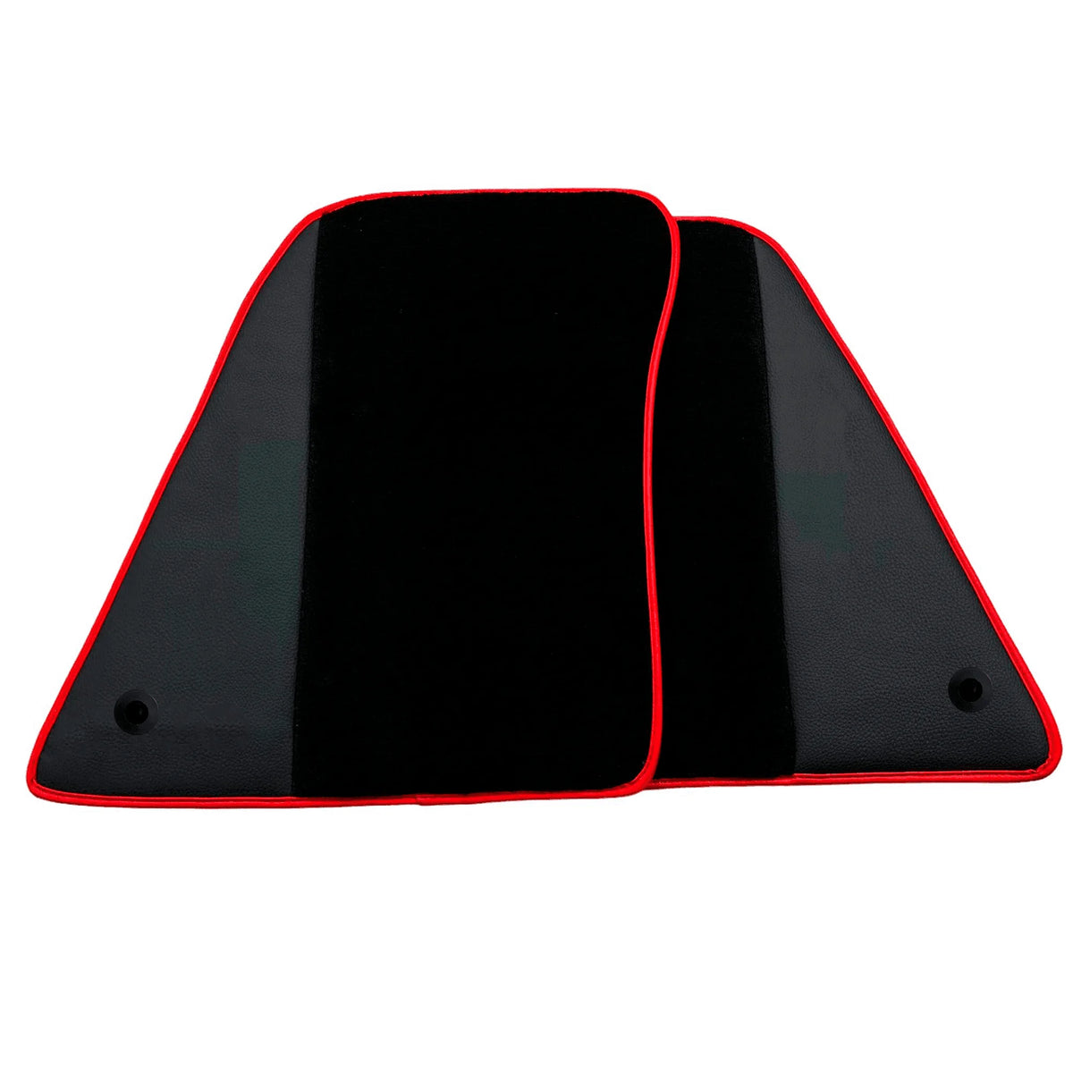 Black Floor Mats for Ferrari 296 GTS (2022-2027) with Leather and Red Trim - AutoWin