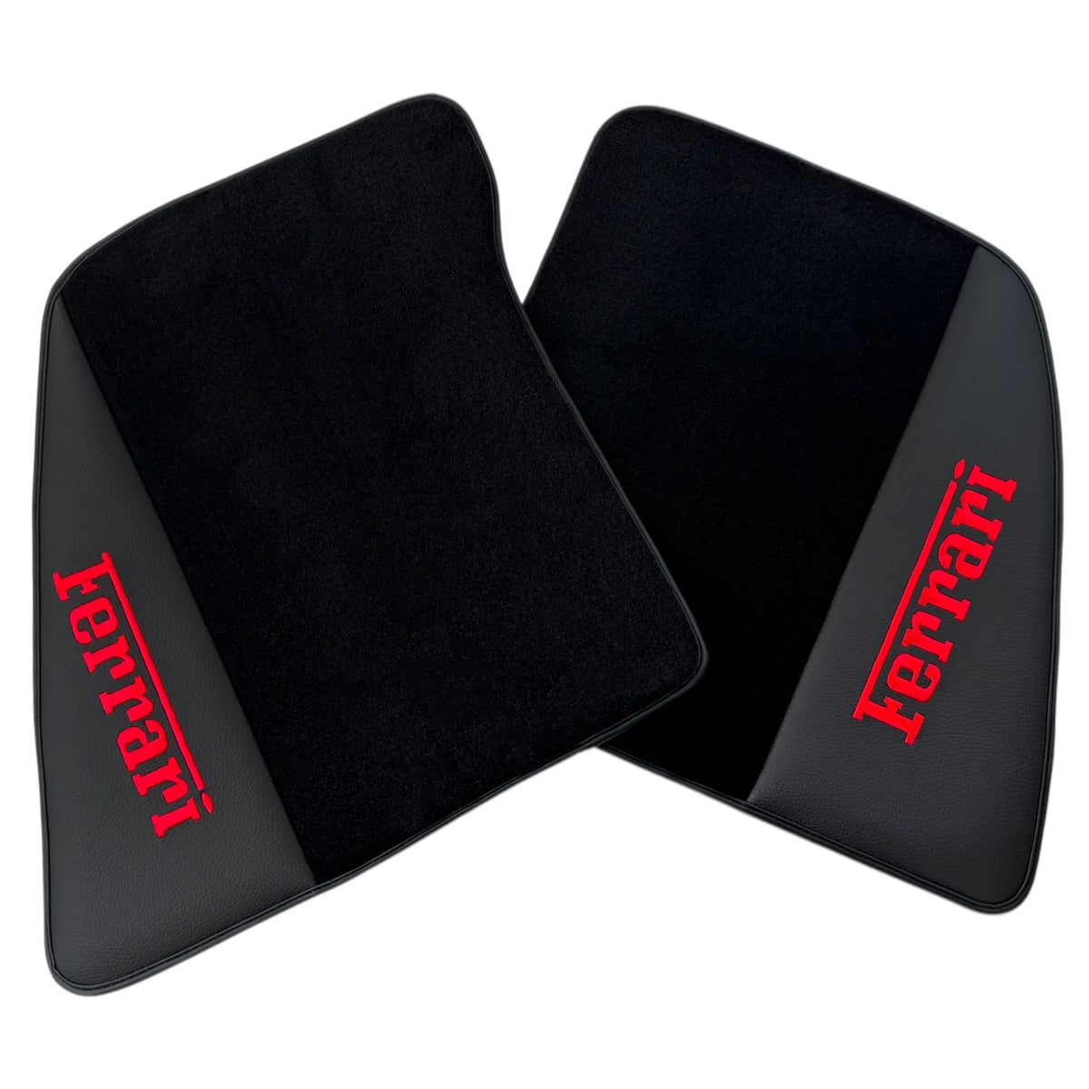 Black Floor Mats for Ferrari 296 GTS (2022-2027) with Leather | Red Logo