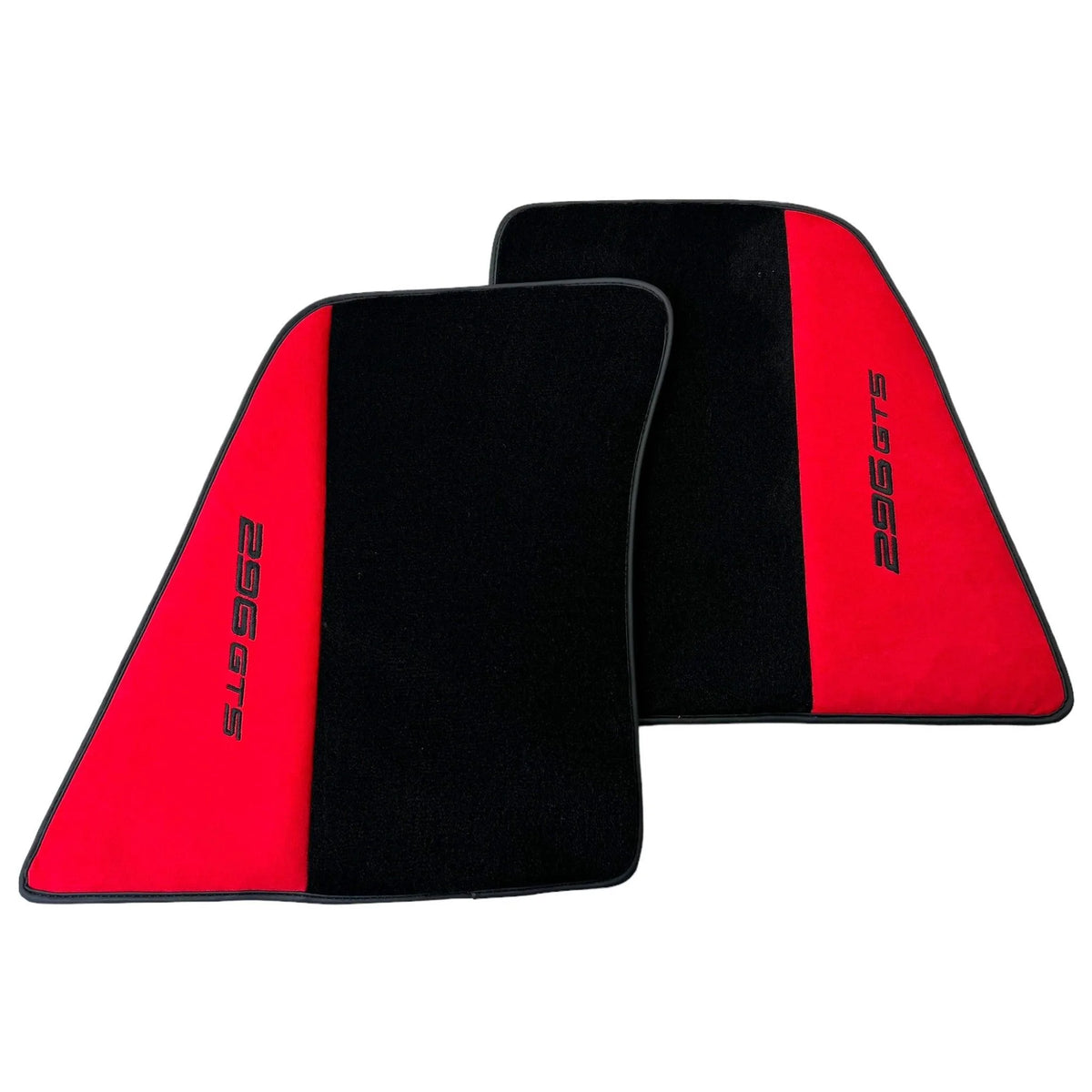 Black Floor Mats for Ferrari 296 GTS (2022-2027) with Red Alcantara Leather - AutoWin