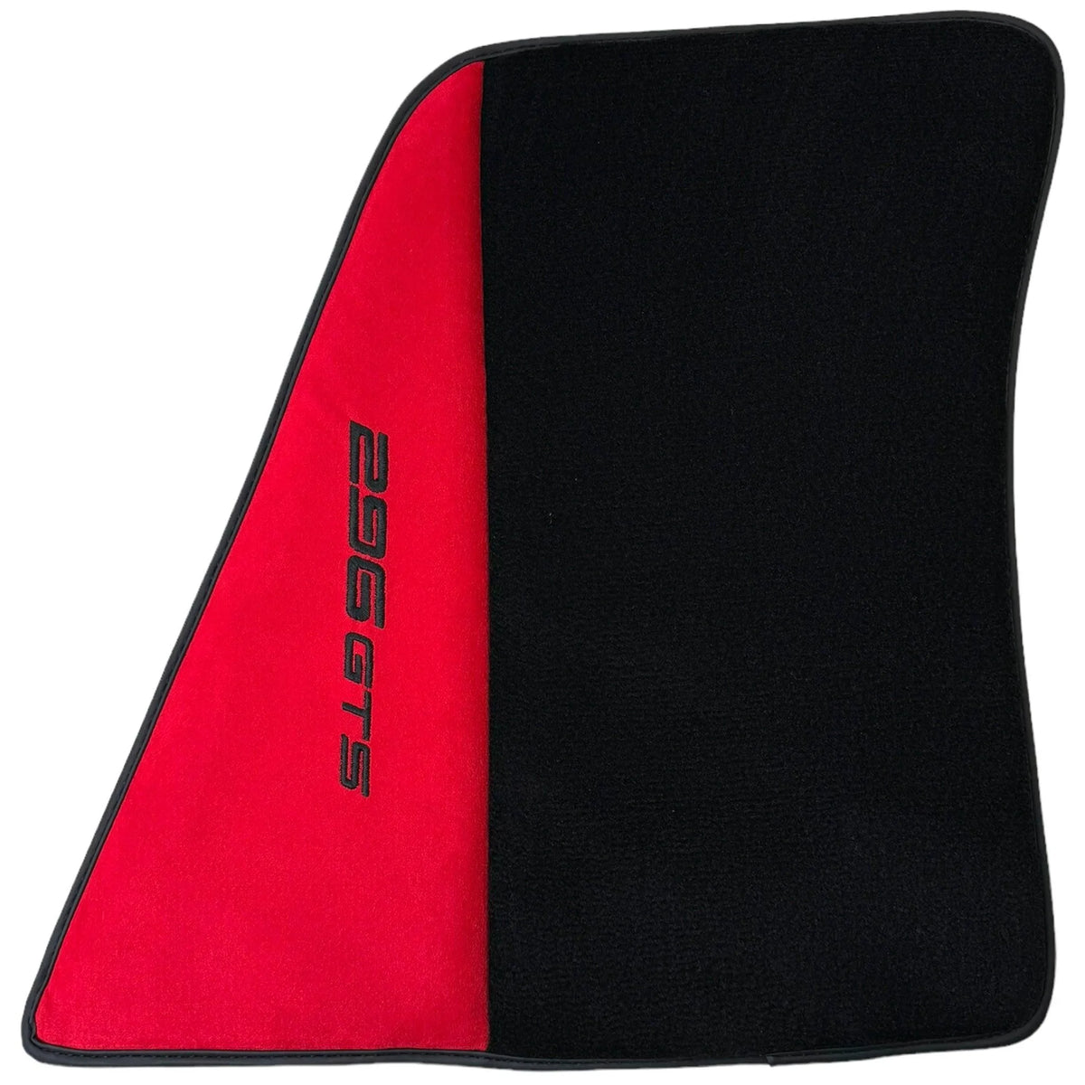 Black Floor Mats for Ferrari 296 GTS (2022-2027) with Red Alcantara Leather - AutoWin