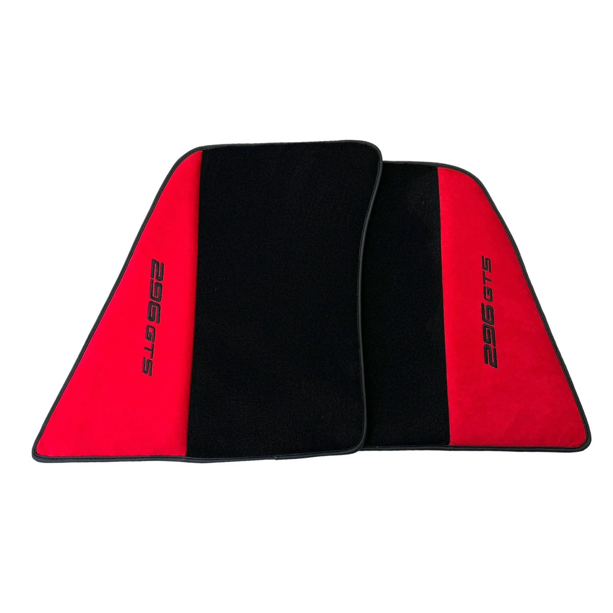 Black Floor Mats for Ferrari 296 GTS (2022-2027) with Red Alcantara Leather - AutoWin