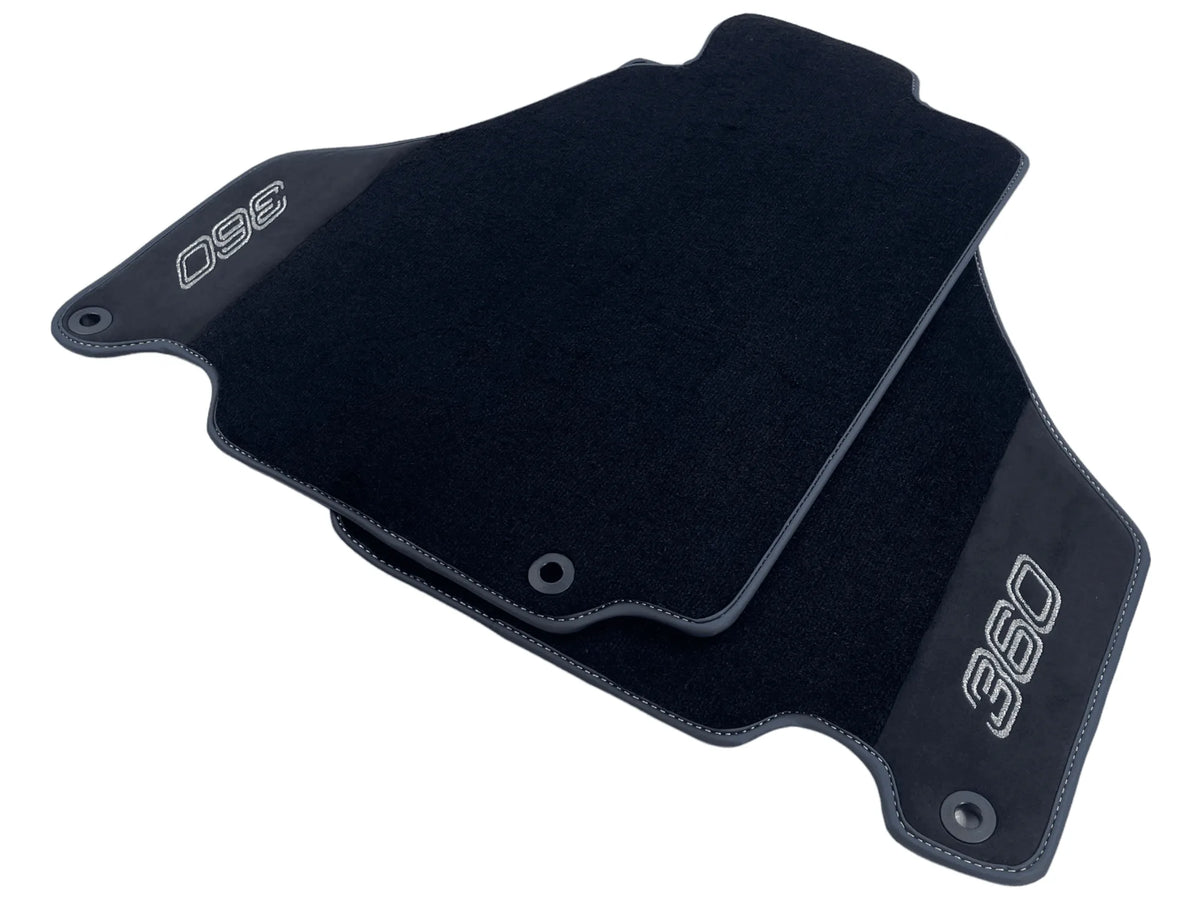 Black Floor Mats For Ferrari 360 Modena 1999-2005 With Alcantara Leather - AutoWin
