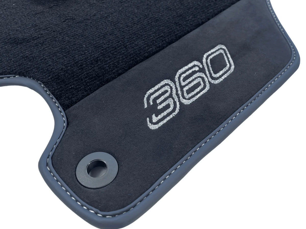 Black Floor Mats For Ferrari 360 Modena 1999-2005 With Alcantara Leather - AutoWin