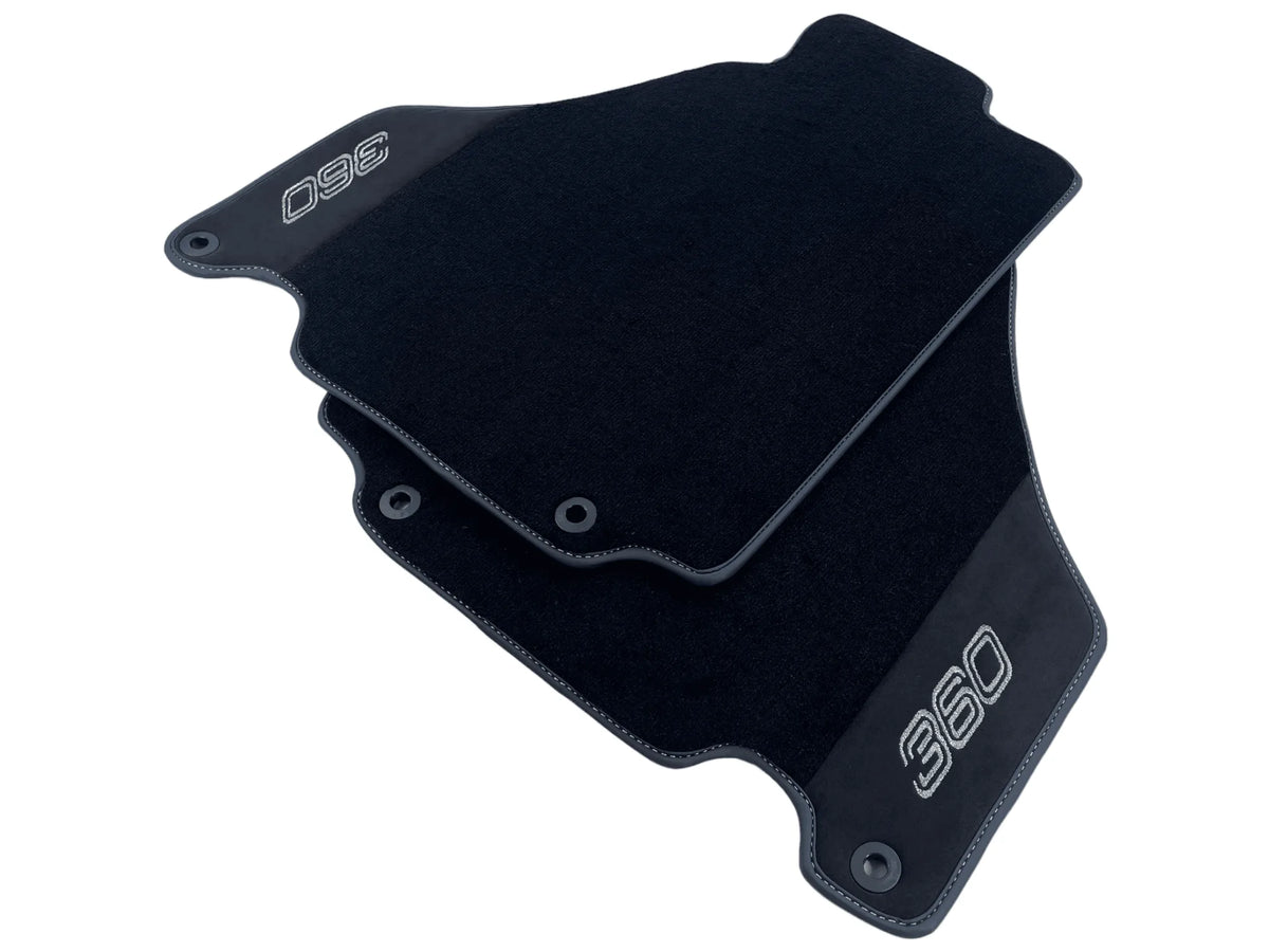 Black Floor Mats For Ferrari 360 Modena 1999-2005 With Alcantara Leather - AutoWin