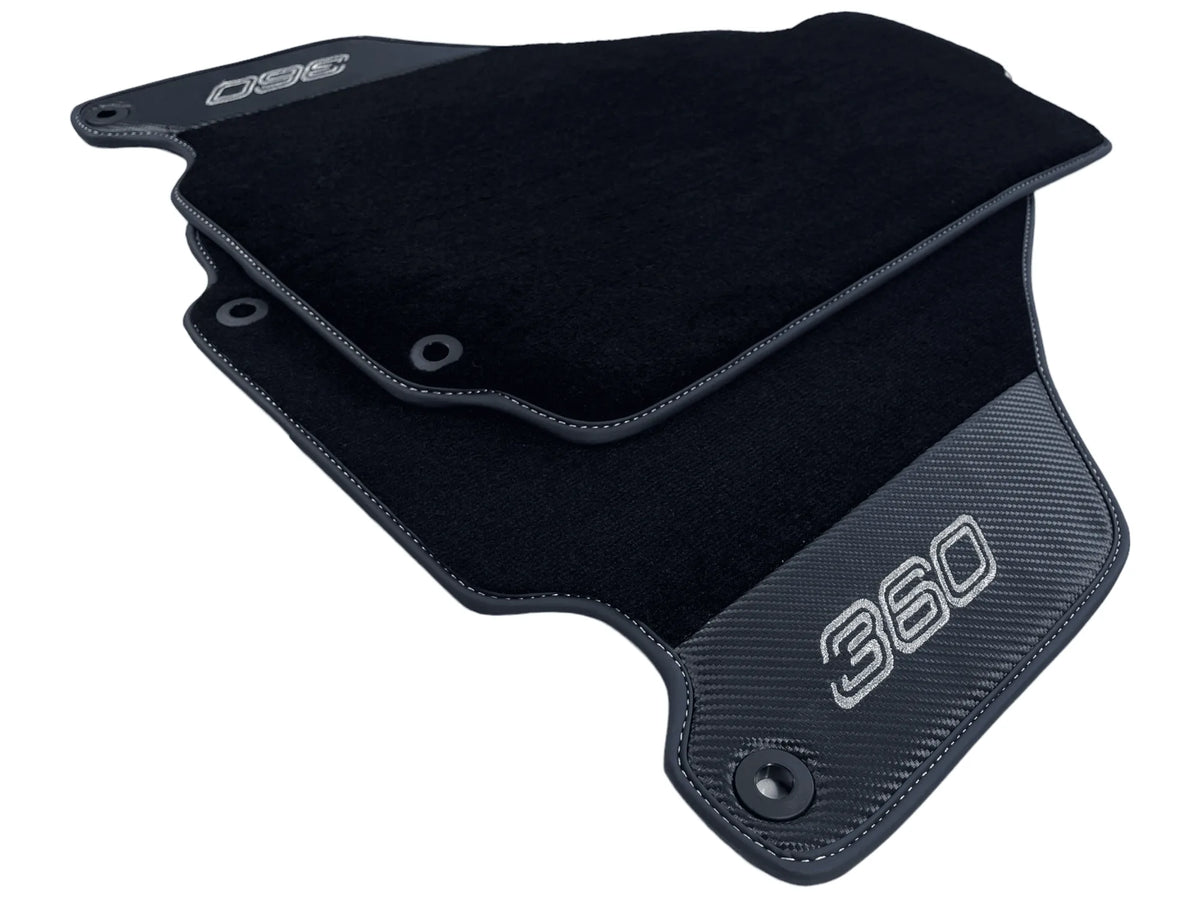 Black Floor Mats For Ferrari 360 Modena 1999-2005 With Carbon Fiber Leather - AutoWin