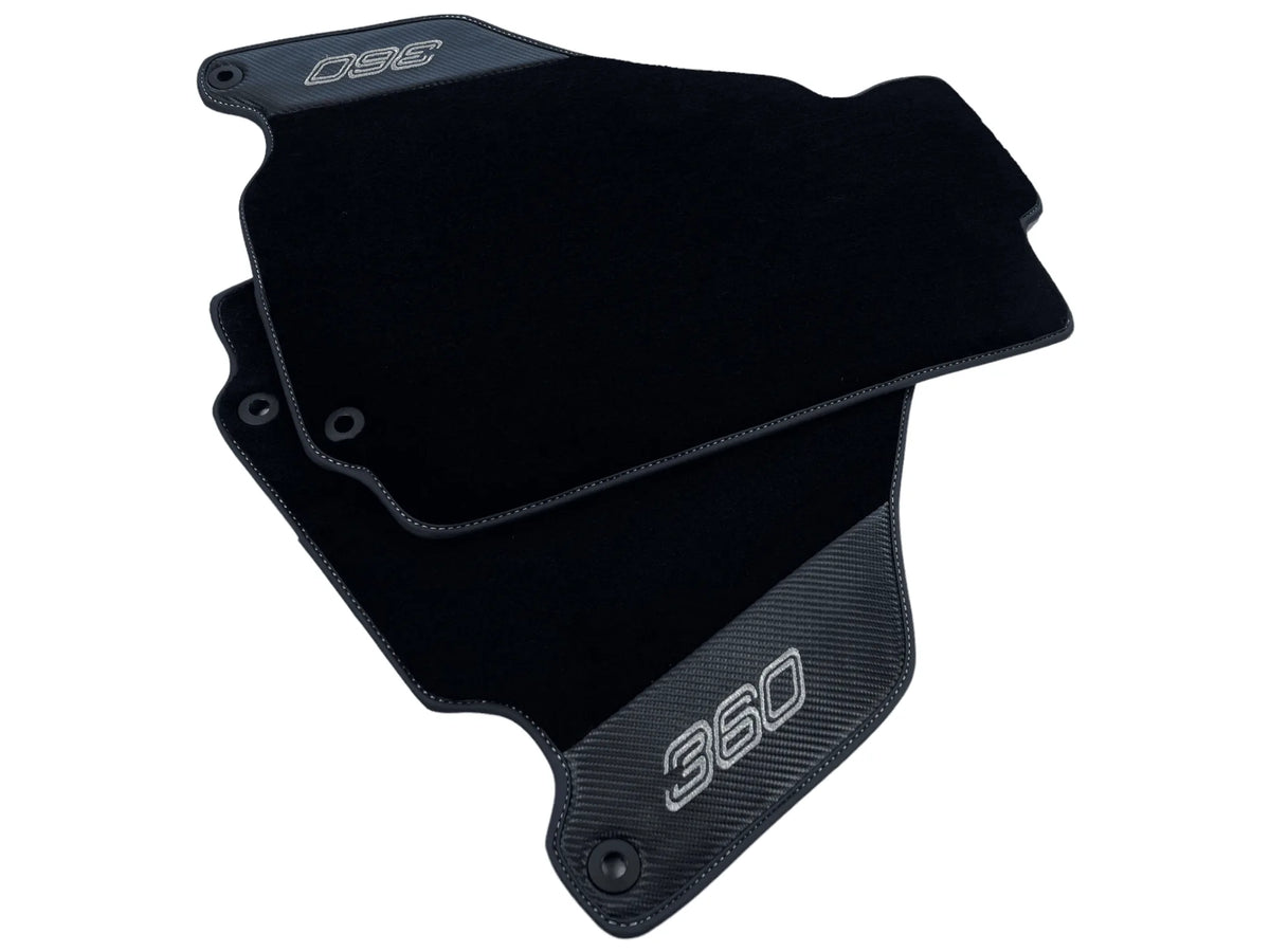 Black Floor Mats For Ferrari 360 Modena 1999-2005 With Carbon Fiber Leather - AutoWin