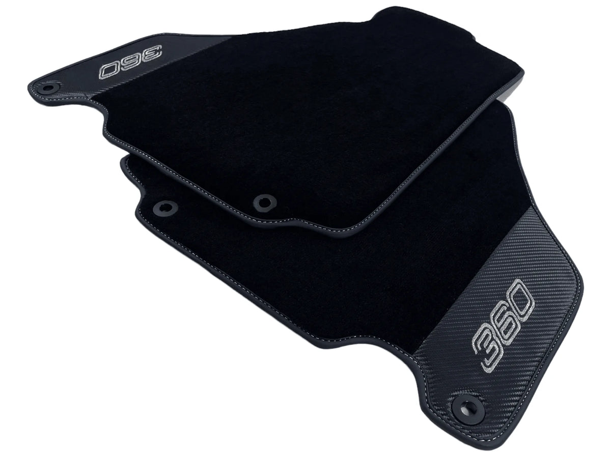 Black Floor Mats For Ferrari 360 Modena 1999-2005 With Carbon Fiber Leather - AutoWin