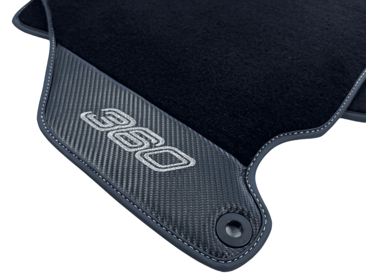 Black Floor Mats For Ferrari 360 Modena 1999-2005 With Carbon Fiber Leather - AutoWin