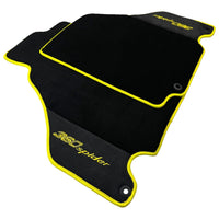 Black Floor Mats for Ferrari 360 Spider with Alcantara Leather | Yellow Trim - AutoWin