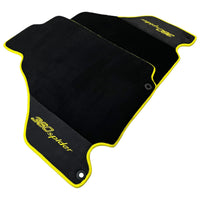Black Floor Mats for Ferrari 360 Spider with Alcantara Leather | Yellow Trim - AutoWin
