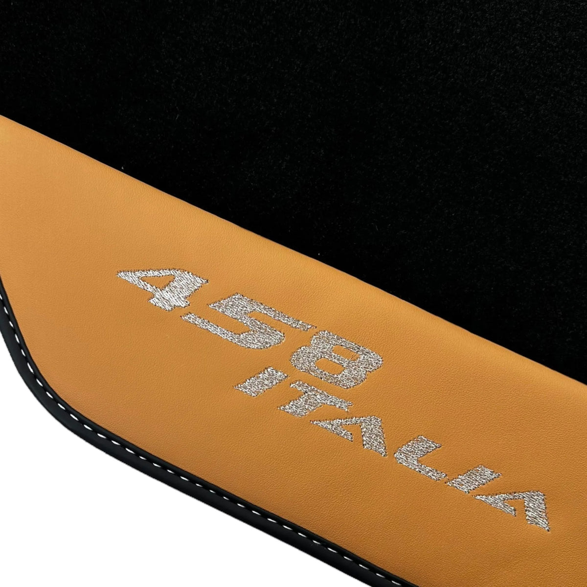Black Floor Mats for Ferrari 458 Italia (2009-2015) with Beige Nappa Leather - AutoWin